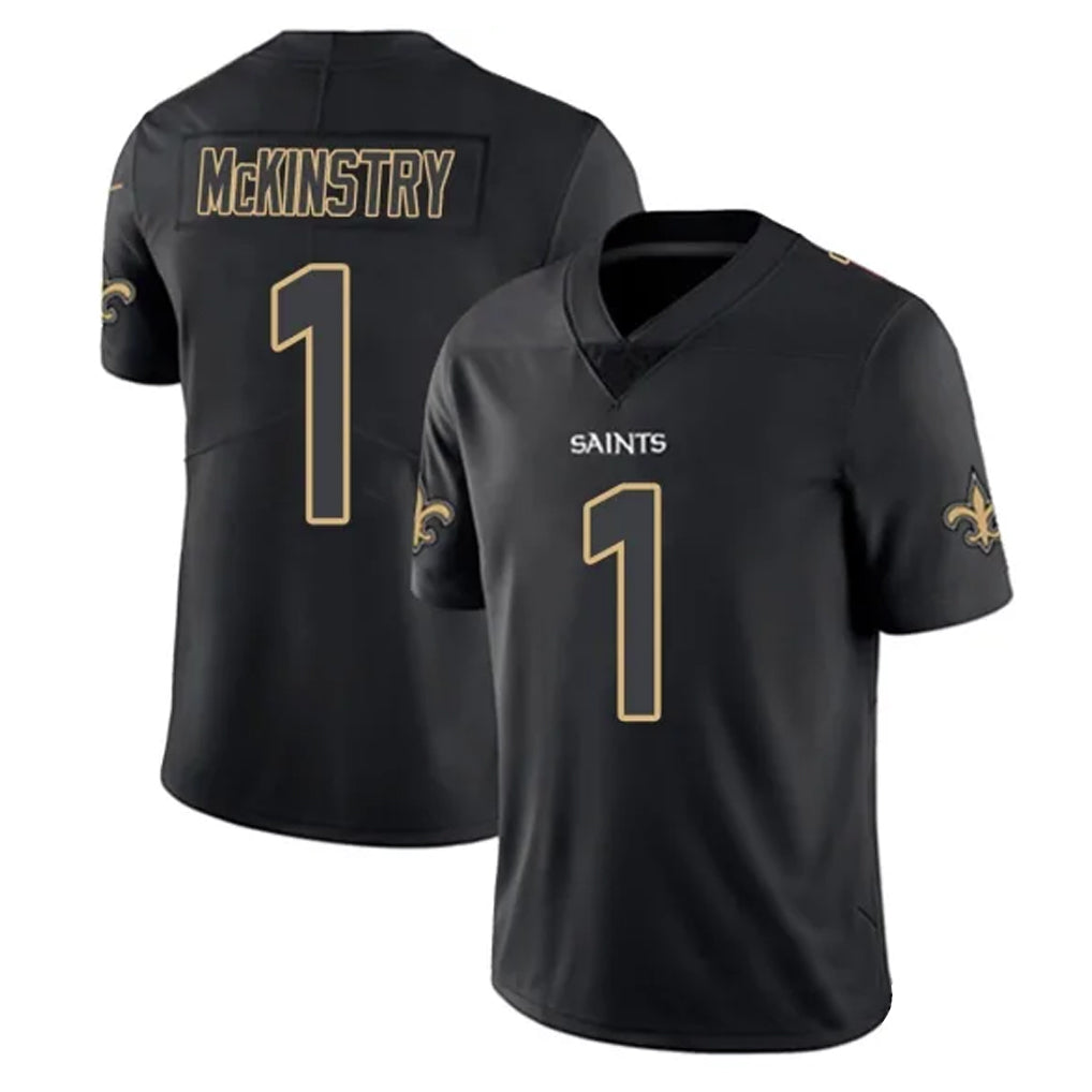 NO.Saints #1 Kool-Aid McKinstry Player Black Impact Limited Home Game Gdoa Stitched Jerseys