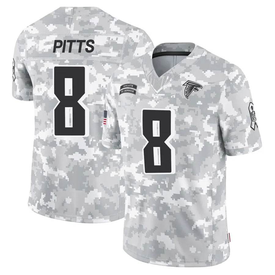 A.Falcons #8 Kyle Pitts Sr. Player Arctic Camo Salute to Service Limited Gdoa Stitched Jerseys