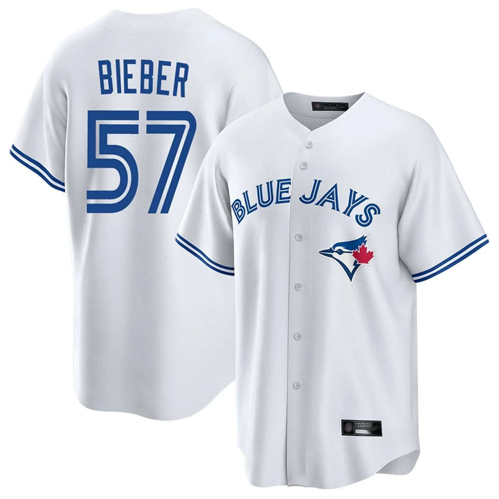 T.Blue Jays #57 Shane Bieber Player White Game Fdoa Stitched Jerseys