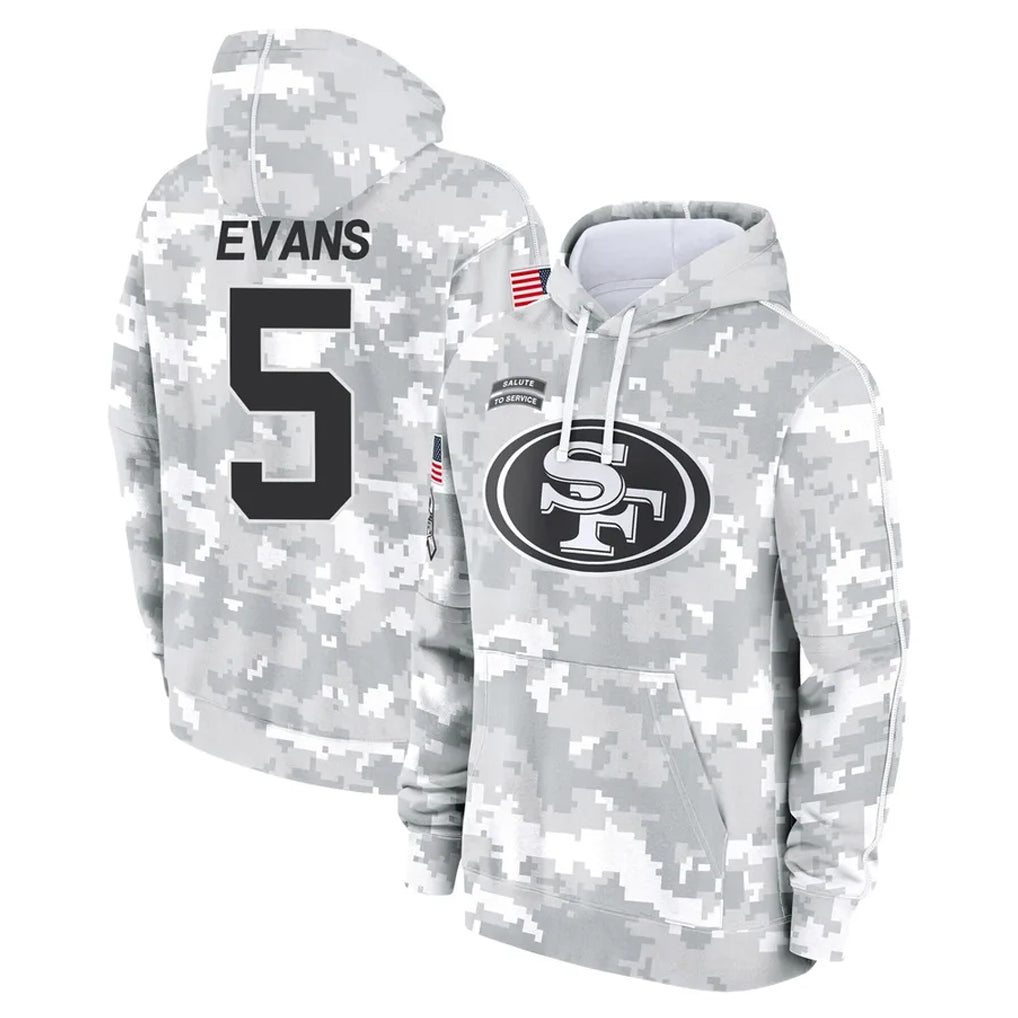 SF.49ers #5 Mike Evans Player Arctic Camo Limited Salute to Service Pullover Hoodies Game Gdoa Stitched Jerseys