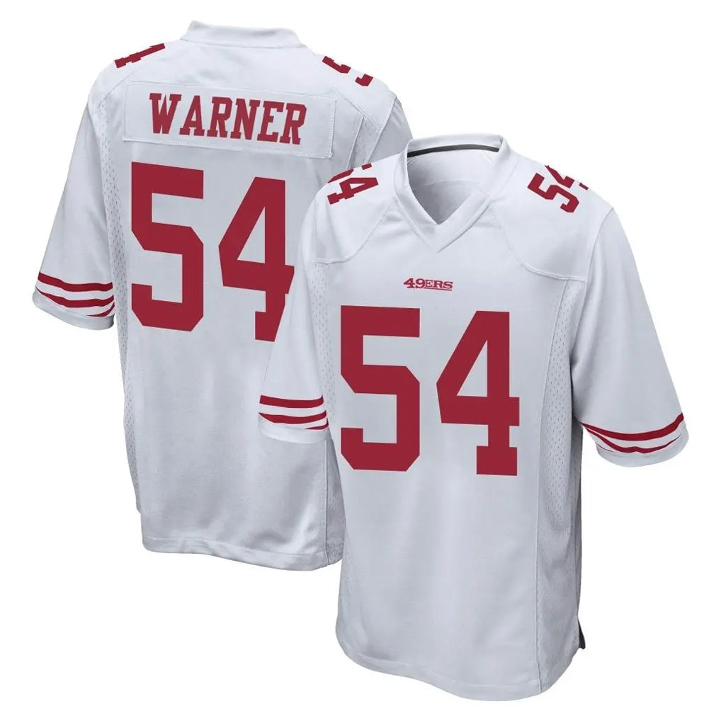 SF.49ers #54 Fred Warner Player White Home Game Gdoa Stitched Jerseys