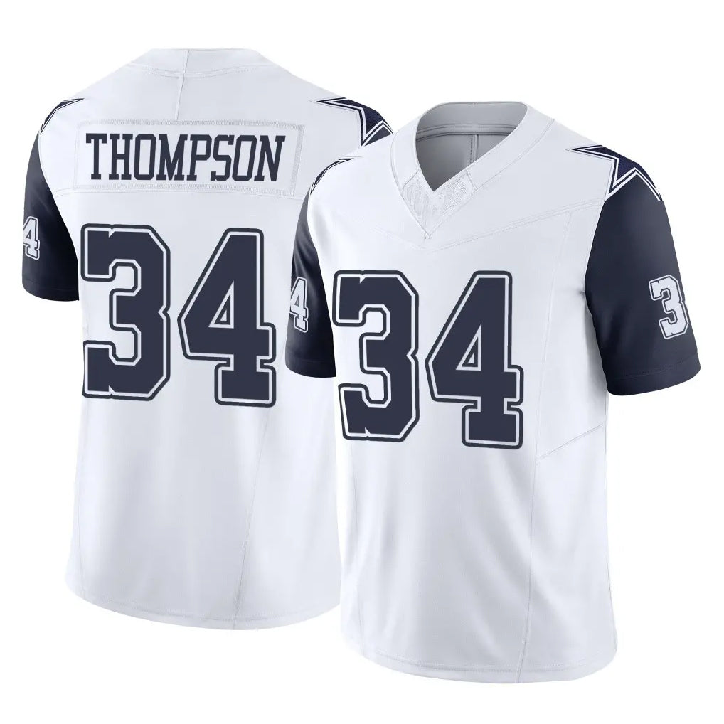 D.Cowboys #34 Jalen Thompson Player White-Navy Limited Vapor F.U.S.E. Home Game Gdoa Stitched Jerseys