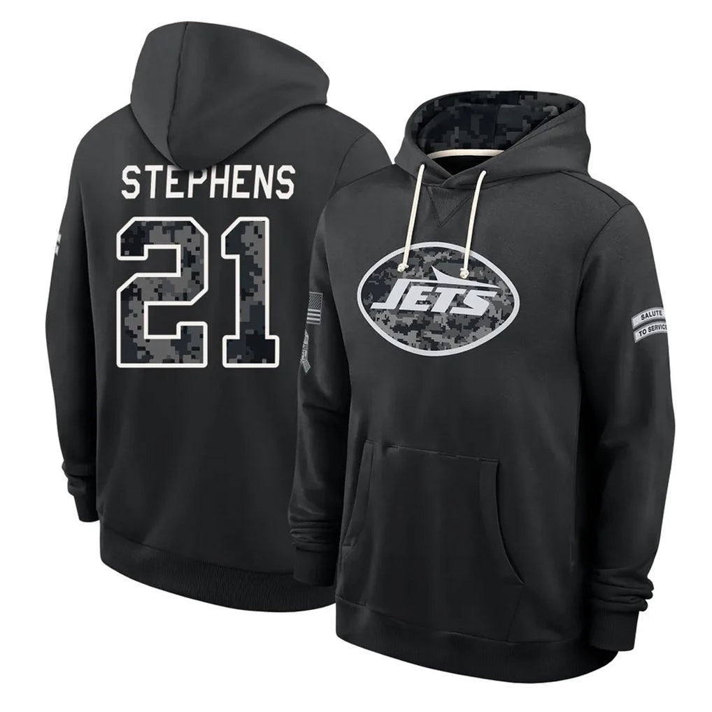 NY.Jets #21 Brandon Stephens Player 2026 Black Logo Pullover Hoodies Limited Game Gdoa Stitched Jerseys
