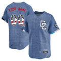Custom W.Nationals Blue City Connect USA 250 Fourth of July Limited Home Game Any Name & Number Gdoa Stitched Jerseys