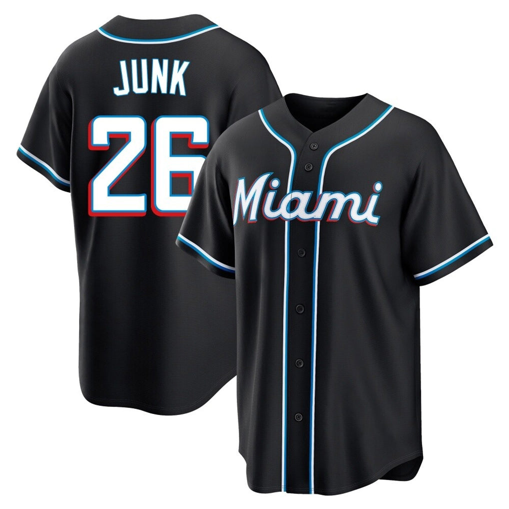 M.Marlins #26 Janson Junk Player Black Fashion Out Home Game Fdoa Stitched Jerseys