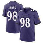 B.Ravens #98 Travis Jones Player Purple Limited Home Game Gdoa Stitched Jerseys