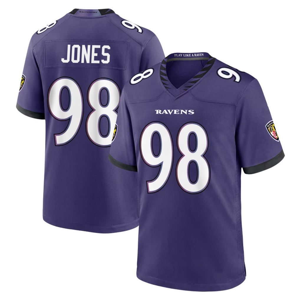 B.Ravens #98 Travis Jones Player Purple Limited Home Game Gdoa Stitched Jerseys