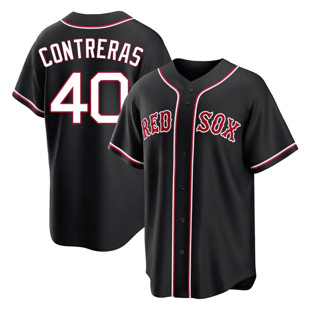 B.Red Sox #40 Willson Contreras Player Black Out Home Game Gdoa Stitched Jerseys