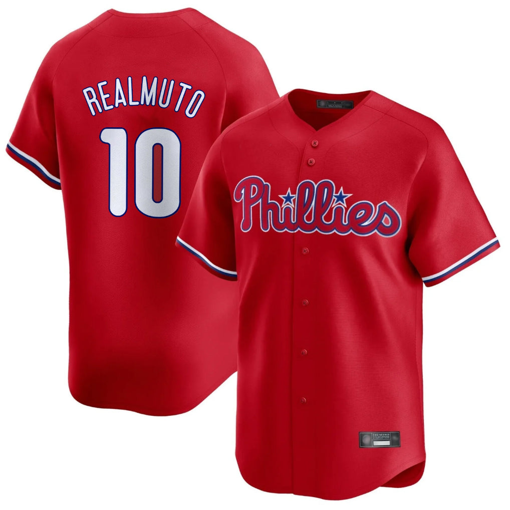 P.Phillies #10 J.T. Realmuto Player Red Home Limited Fdoa Stitched Jerseys