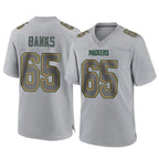 GB.Packers #65 Aaron Banks Player Gray Atmosphere Fashion Home Game Gdoa Stitched Jerseys