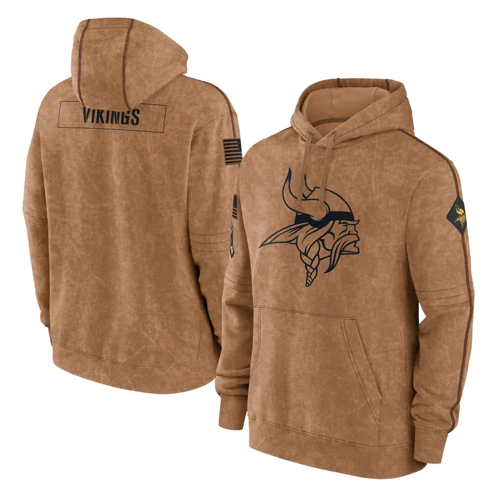 M.Vikings ## Vikings Blank Player Brown Salute to Service Pullover Hoodies Limited Game Gdoa Stitched Jerseys