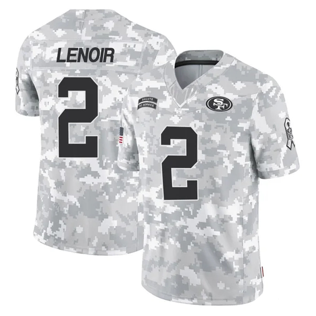 SF.49ers #2 Deommodore Lenoir Player Arctic Camo Limited Salute To Service Home Game Gdoa Stitched Jerseys