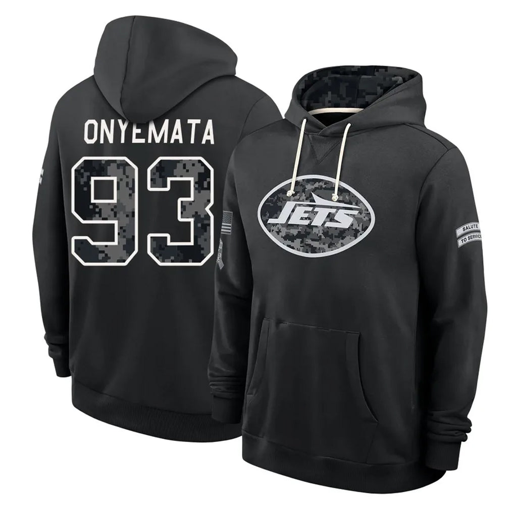 NY.Jets #93 David Onyemata Player 2026 Black Logo Pullover Hoodies Limited Game Gdoa Stitched Jerseys