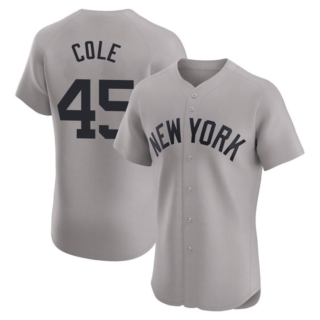 NY.Yankees #45 Gerrit Cole Player Gray Limited Elite Home Fdoa Stitched Jerseys