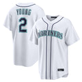 S.Mariners #2 Cole Young Player White Home Game Fdoa Stitched Jerseys