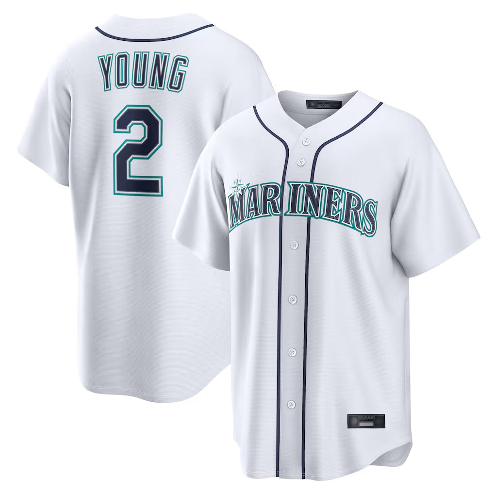 S.Mariners #2 Cole Young Player White Home Game Fdoa Stitched Jerseys