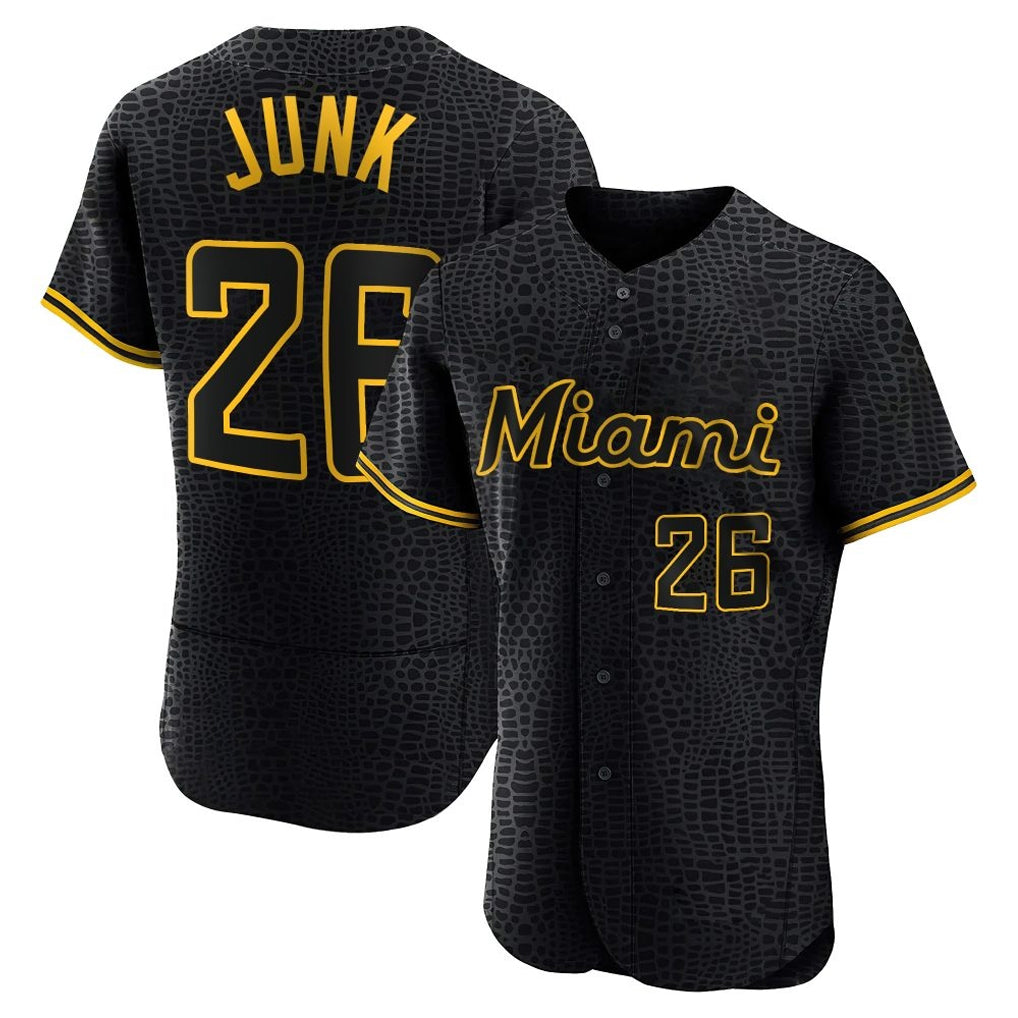 M.Marlins #26 Janson Junk Player Black Snake Skin City Home Limited Elite Fdoa Stitched Jerseys