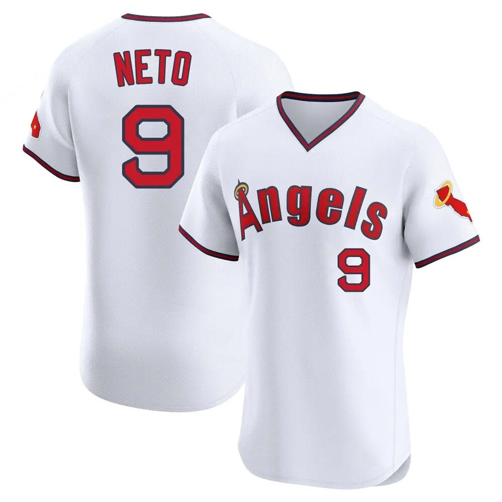LA.Angels #9 Zach Neto Player White T-shirt Home Limited Elite Fdoa Stitched Jerseys