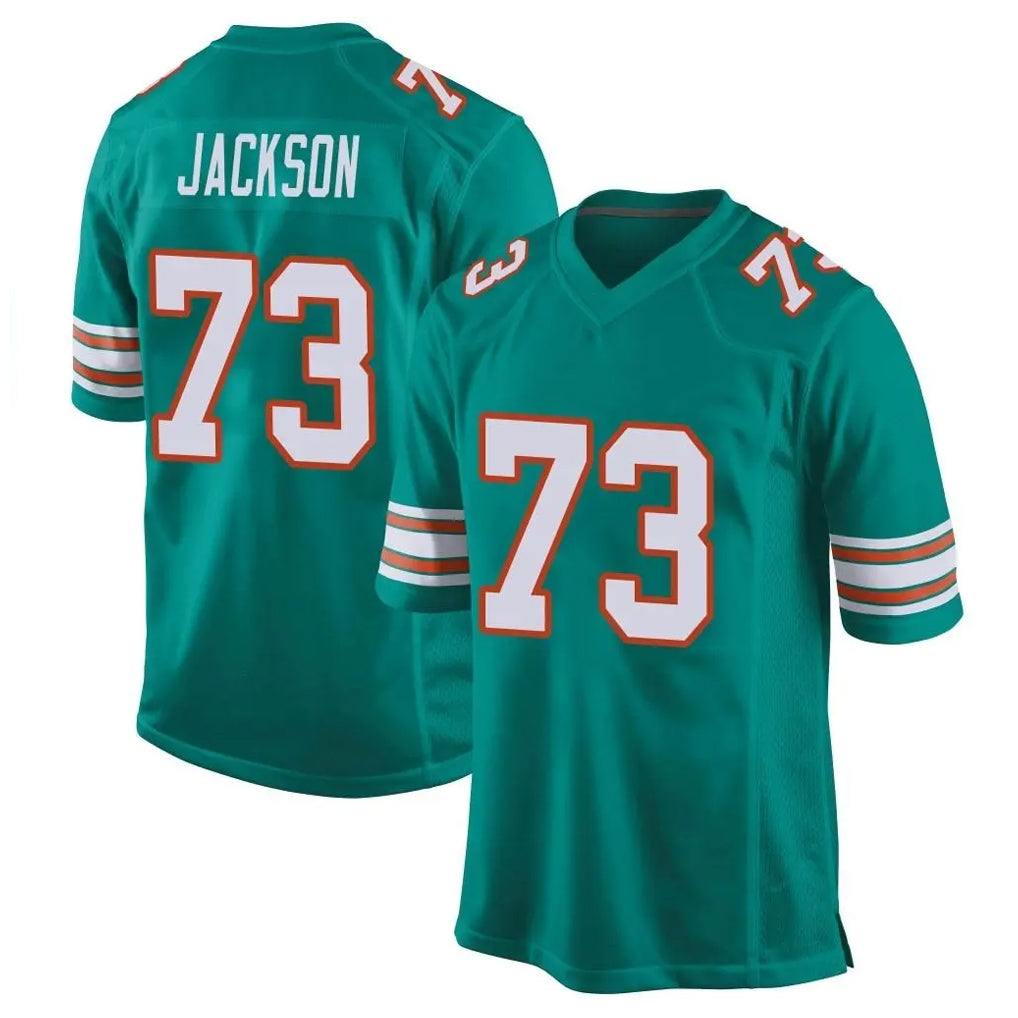 M.Dolphins #73 Austin Jackson Player Aqua Alternate Home Game Gdoa Stitched Jerseys