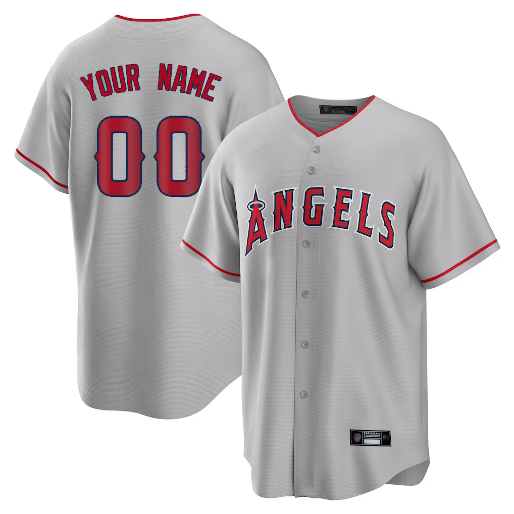 Custom LA.Angels Gray Home Game Any Name & Number Gdoa Stitched Jerseys