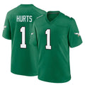 P.Eagles #1 Jalen Hurts Player Green Kelly Alternate Home Game Gdoa Stitched Jerseys