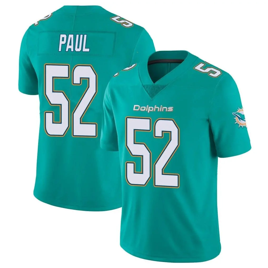 M.Dolphins #52 Patrick Paul Player Aqua Limited Vapor Untouchable Home Game Gdoa Stitched Jerseys