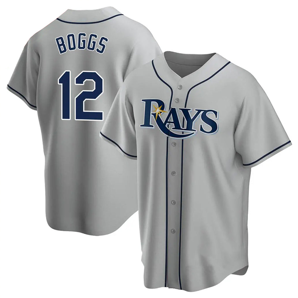 T.Bay Rays #12 Wade Boggs Player Gray Home Game Fdoa Stitched Jerseys