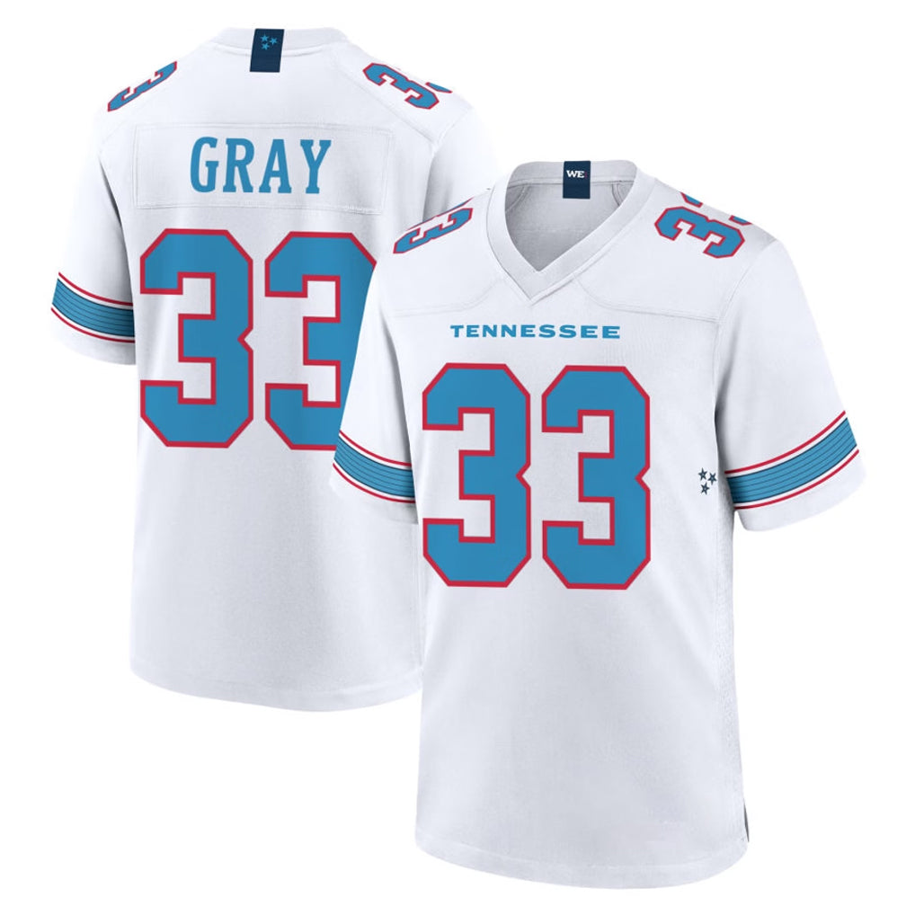 T.Titans #33 Cedric Gray Player White 2026 Game Home Gdoa Stitched Jerseys