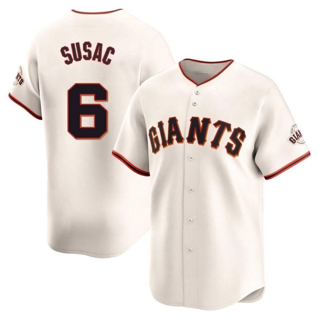 SF.Giants #6 Daniel Susac Player Cream Home Limited Fdoa Stitched Jerseys