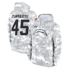 LA.Chargers #45 Tuli Tuipulotu Player Arctic Camo Salute to Service Hoodies Limited Game Gdoa Stitched Jerseys