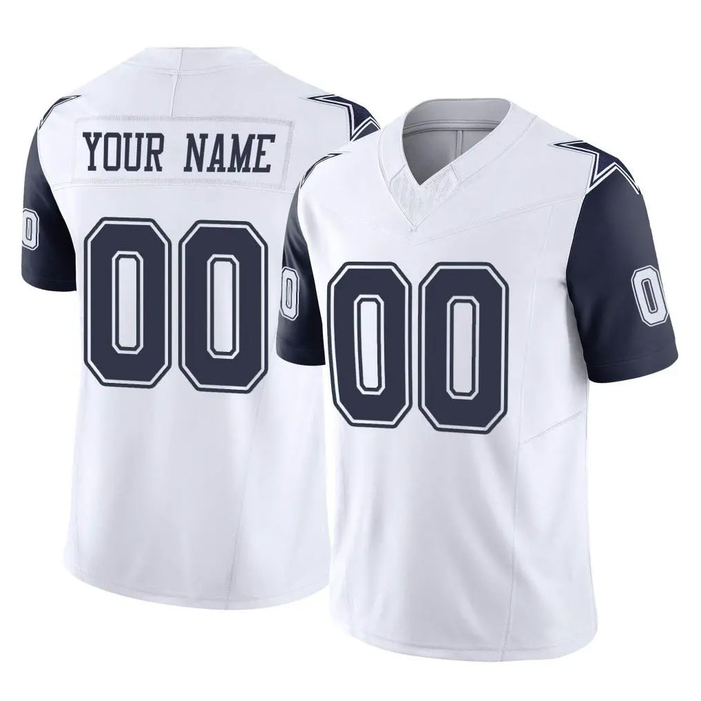 Custom D.Cowboys White-Navy Limited Vapor F.U.S.E. Home Game Any Name & Numbers Gdoa Stitched Jerseys
