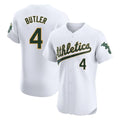 Athletics #4 Lawrence Butler Player White Limited Elite Home Game Gdoa Stitched Jerseys