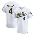 Athletics #4 Lawrence Butler Player White Limited Elite Home Game Gdoa Stitched Jerseys