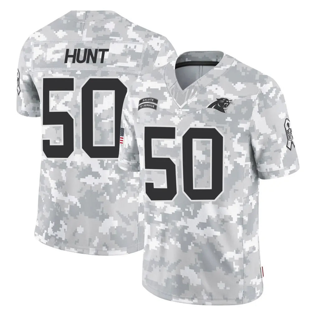 C.Panthers #50 Robert Hunt Player Arctic Camo Salute to Service Limited Game Gdoa Stitched Jerseys