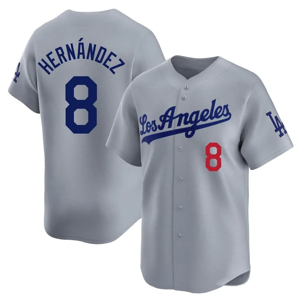 LA.Dodgers #8 Enrique Hern¨¢ndez Player Gray Limited Home Fdoa Stitched Jerseys