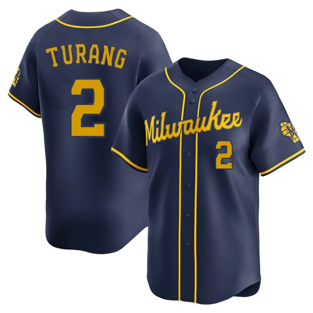 M.Brewers #2 Brice Turang Player Navy Home Limited Fdoa Stitched Jerseys