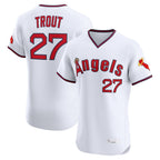 LA.Angels #27 Mike Trout Player White T-shirt Home Limited Elite Fdoa Stitched Jerseys