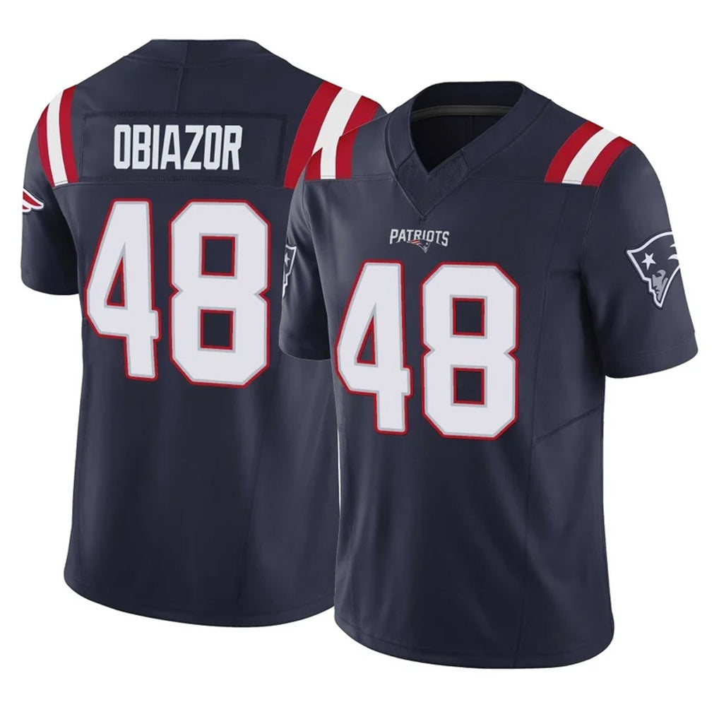 NE.Patriots #48 Namdi Obiazor Player Navy Limited Vapor F.U.S.E. Home Game Gdoa Stitched Jerseys