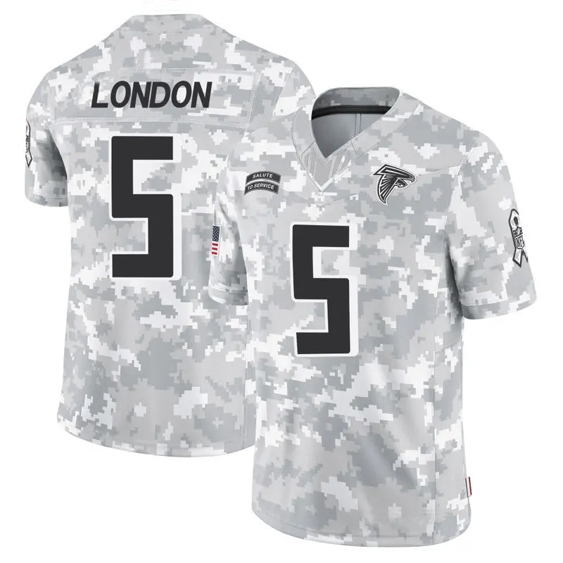 A.Falcons #5 Drake London Player Arctic Camo Salute to Service Limited Gdoa Stitched Jerseys