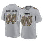 Custom P.Steelers Gray Atmosphere Fashion Home Game Any Name & Numbers Gdoa Stitched Jerseys