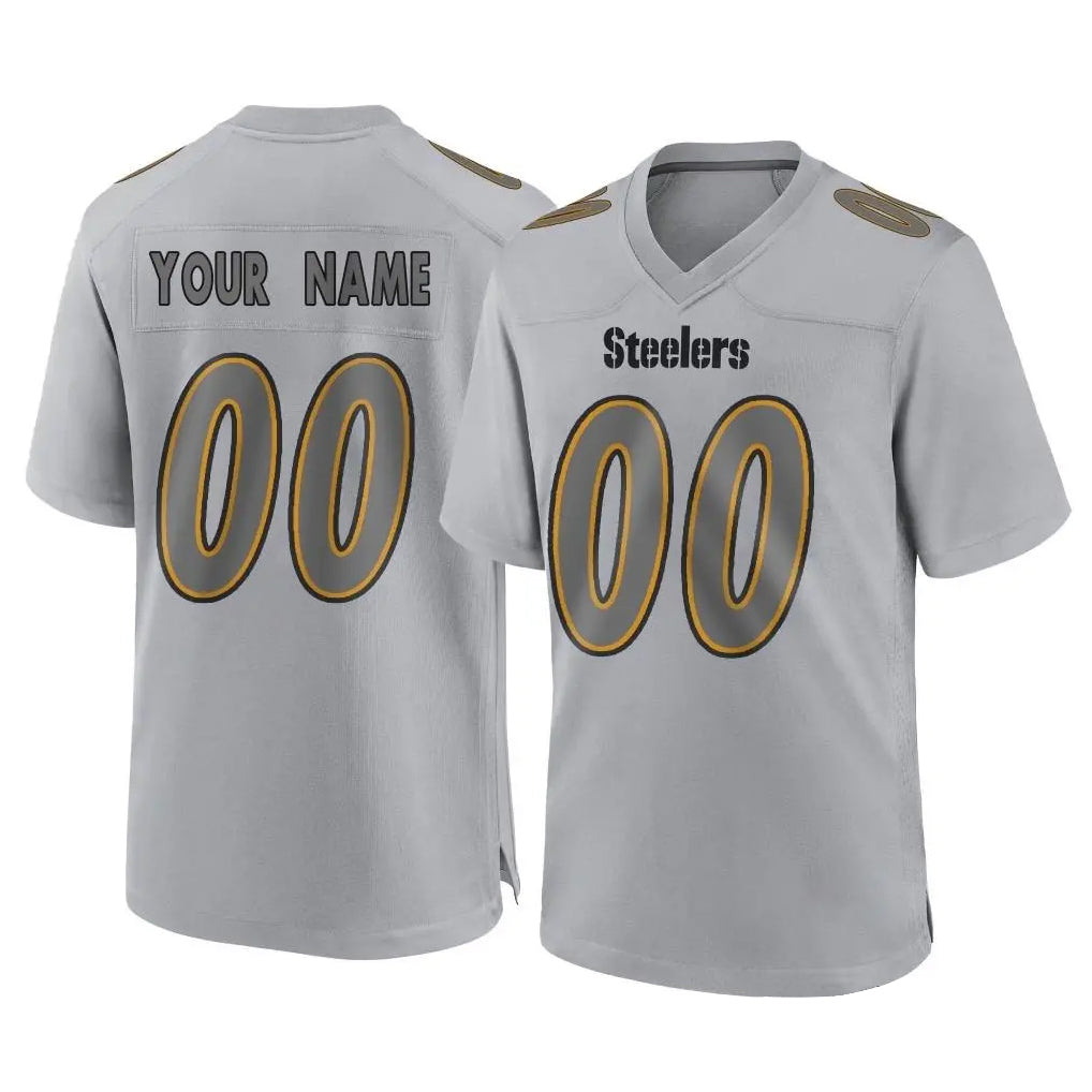 Custom P.Steelers Gray Atmosphere Fashion Home Game Any Name & Numbers Gdoa Stitched Jerseys