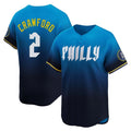 P.Phillies #2 Justin Crawford Player Blue City Connect Home Limited Fdoa Stitched Jerseys
