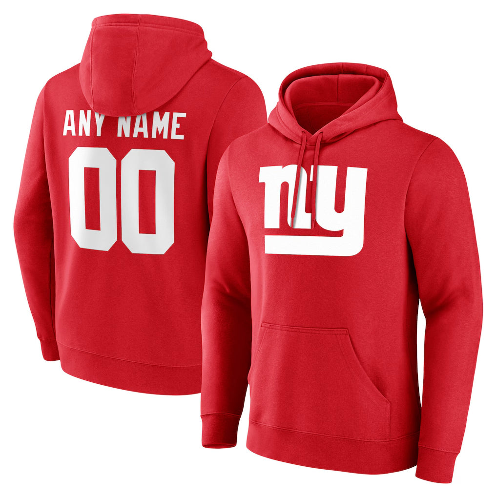 Custom NY.Giants Red Pullover Hoodies Limited Game Any Name & Numbers Gdoa Stitched Jerseys