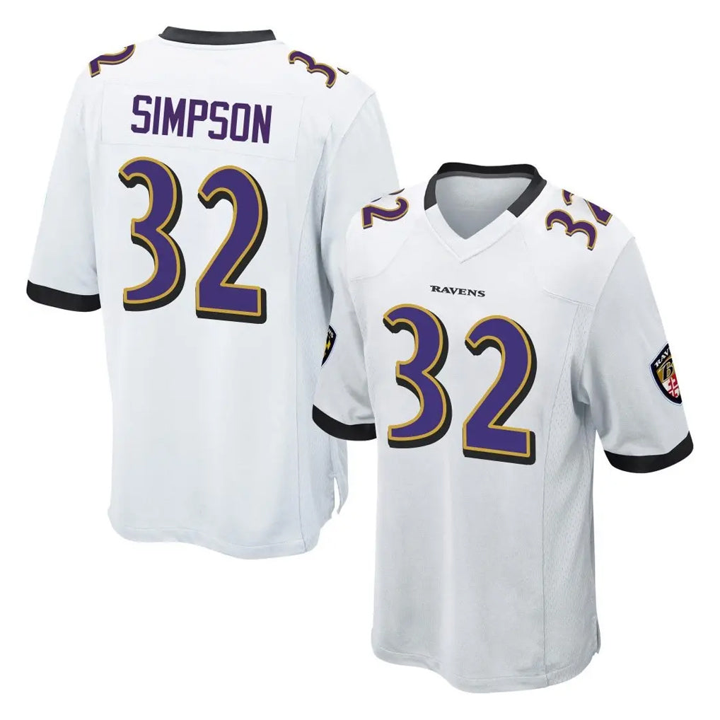 B.Ravens #32 Trenton Simpson Player White Home Game Gdoa Stitched Jerseys