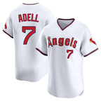 LA.Angels #7 Jo Adell Player White T-shirt Home Limited Fdoa Stitched Jerseys