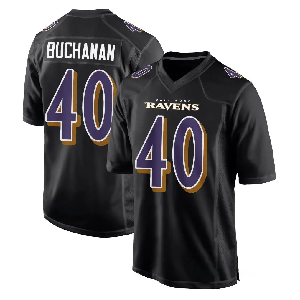 B.Ravens #40 Teddye Buchanan Player Black Carbon Fashion Home Game Gdoa Stitched Jerseys