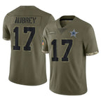 D.Cowboys #17 Brandon Aubrey Player Olive Salute to Service Limited Game Gdoa Stitched Jerseys