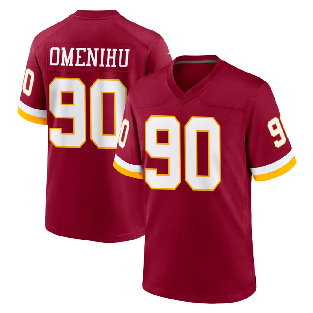 W.Commanders #90 Charles Omenihu Player Burgundy Game Home Gdoa Stitched Jerseys