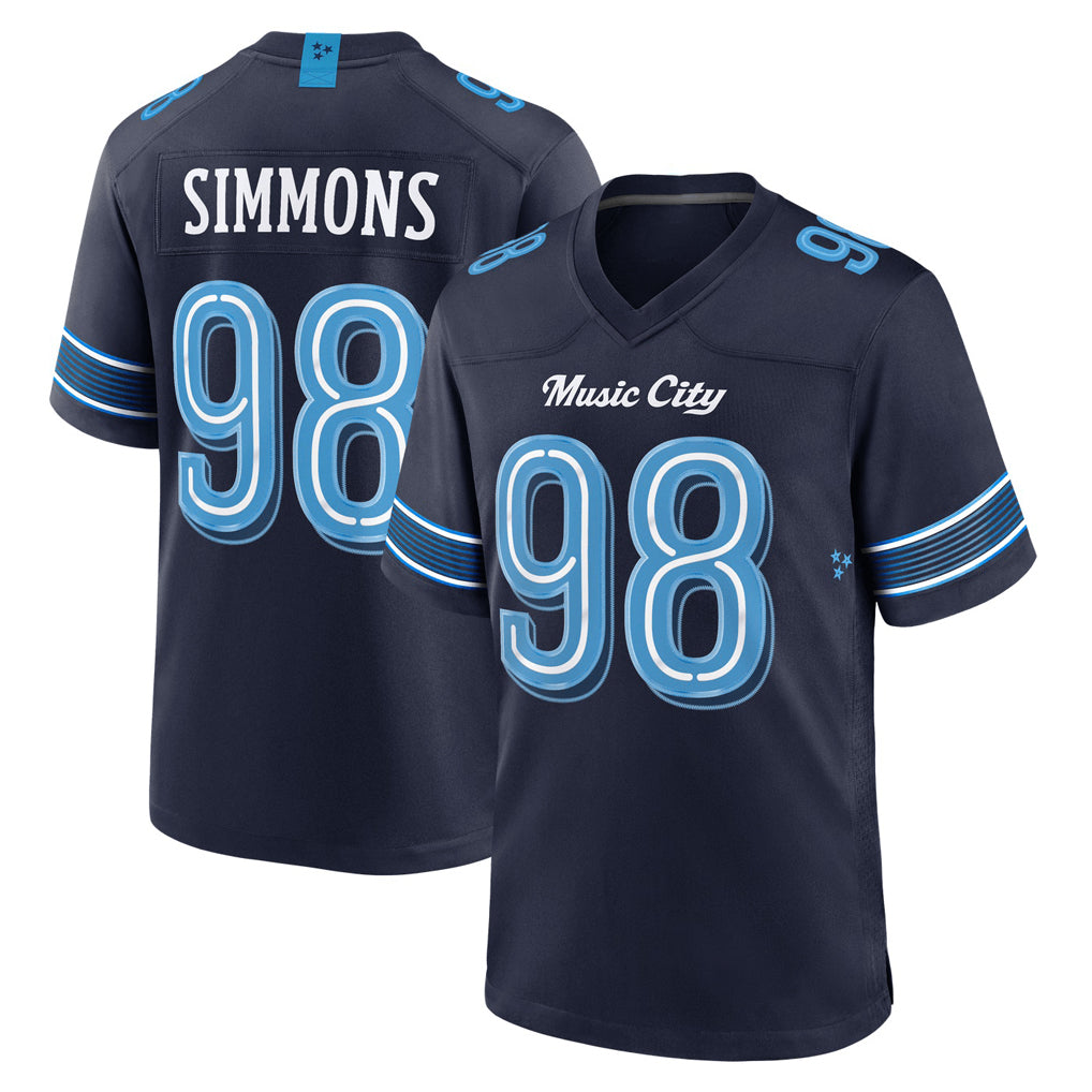 T.Titans #98 Jeffery Simmons Player Navy 2026 Rivalries Collection Home Game Gdoa Stitched Jerseys
