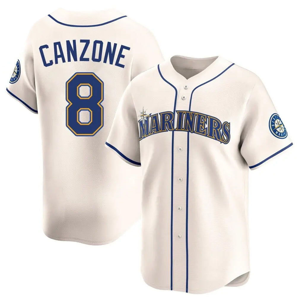 S.Mariners #8 Dominic Canzone Player Cream Home Limited Fdoa Stitched Jerseys